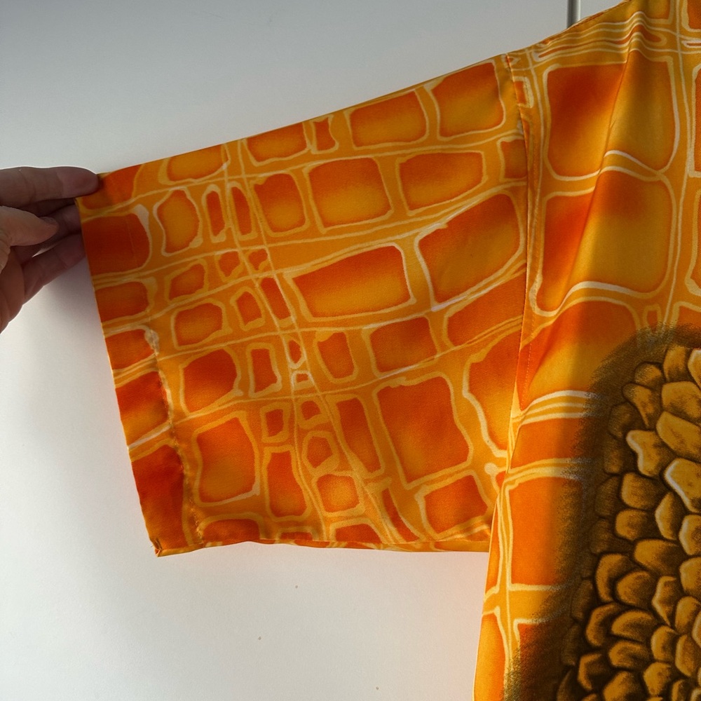 🐊 TRUST Crocodile Graphic Button Up Shirt Orange Men’s XL Y2K - Picture 2 of 8